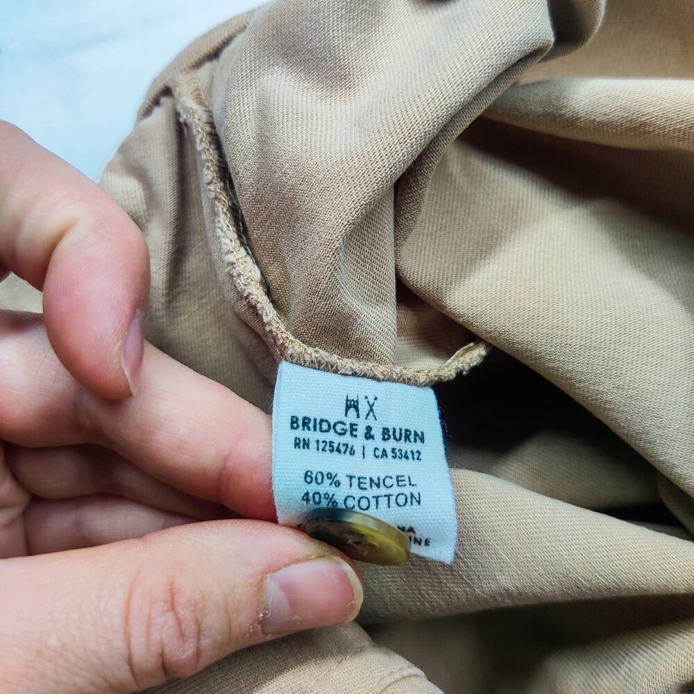 Bridge & Burn Khaki Tan Wide Leg Overall Bibs Cropped Culottes Jumpsuit Small - Picture 7 of 12